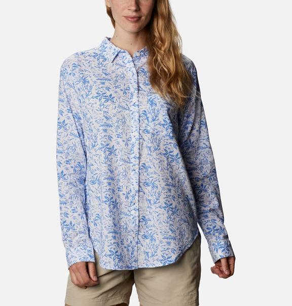 Columbia PFG Sun Drifter II Shirts Women Blue USA (US1631750)